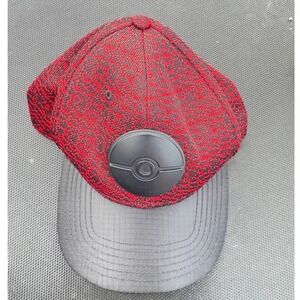 Pokemon Snapback Hat Red Black Space Dye Knit Poke Ball Rubber Logo Cap RN115665